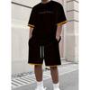 Men's Two-Piece Set Crew Neck Short Sleeve Running Outfit Plus Size Summer Fashionable Comfortable Soft Breathable Loose Sport Wear