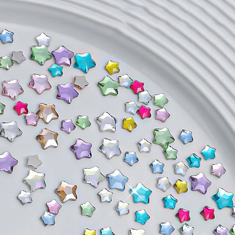 50 Pcs Star 4/6Mm Glittering Flat Back Acrylic Crystals Mini Nail Art Rhinestones Color 3D Diy Manicure Decorations Diamond