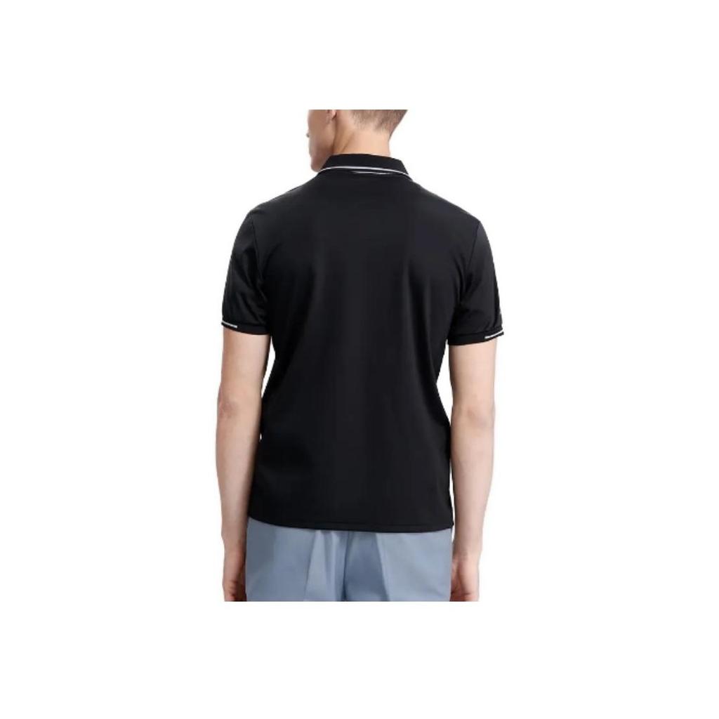 FILA SS23 Casual Knitted Short Sleeve Polo Shirt Men tops Black F11M327106FBK