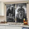 2-Panels Father Son Relationship Between Animals   Half Blackout Suitable for Artistic Home Decorative Curtains