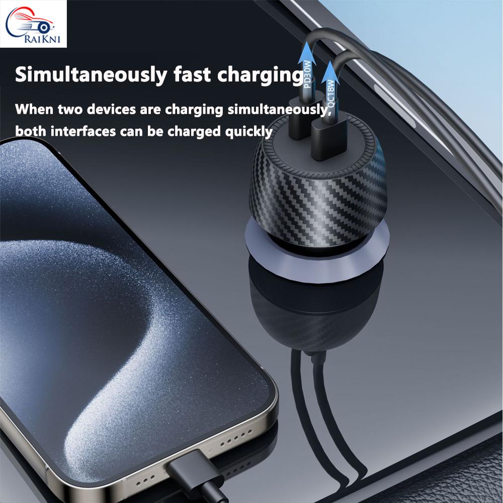 Mini 48W Dual Port USB C Car Charger Super PD Fast Charging PD30W QC18W Car Charger for Cars Trucks Rvs Auto