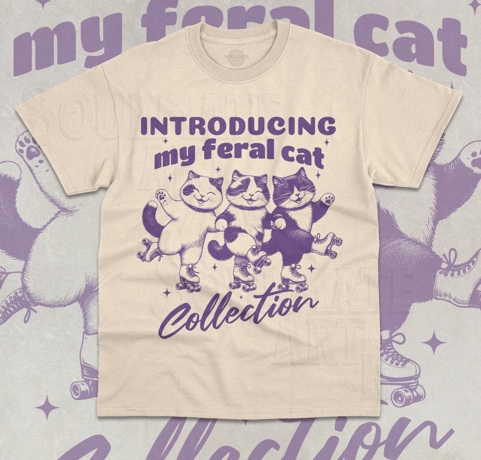 Introducing My Feral Cat Collection T-Shirt Funny Cute Cat Kitty Lover Shirt 4XL
