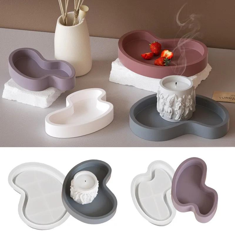 Irregular Tray Silicone Molds DIY Gypsum Cement Handmade Jewelry Storage Dish Plate Desktop Table Resin Mold Casting Handicrafts