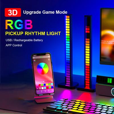 16/32/40 LED Charge RGB Light Bar Sound Activated Music Pickup Voice Lights Ambient Lamp Aesthetic Game Room Decor