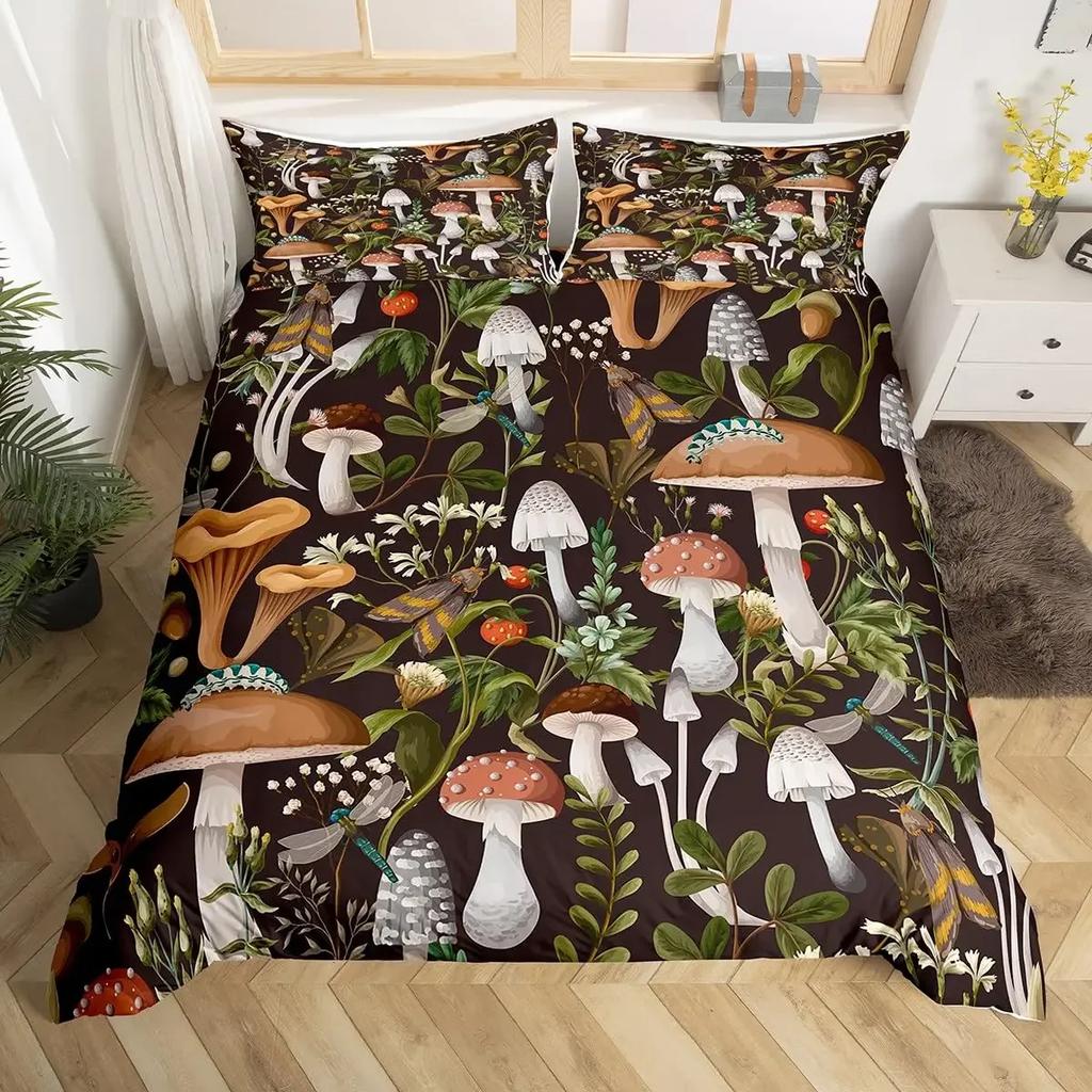 Colorful Floral Duvet Cover Bedding Single Double Bed King Size Black Graphic Print Bohemian Floral For Home Room Decor 3 Pcs