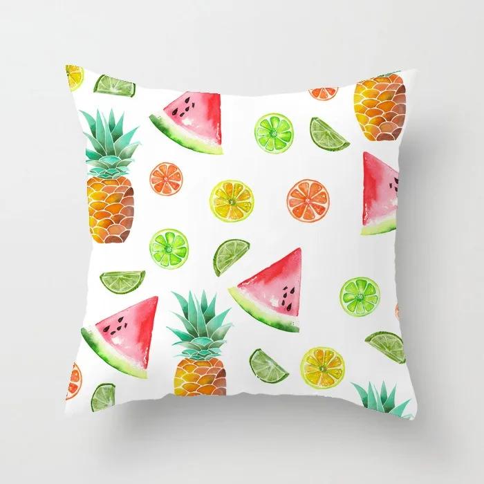 Fresh Summer Fruit Pineapple Watermelon Print Pillow Cover Office Chair Cushion Cover Fashionable Luxury Home Decoration