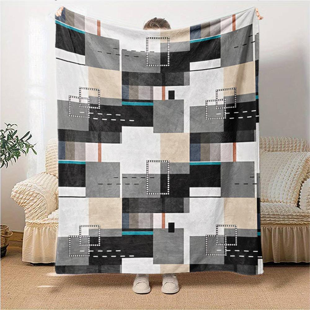 Abstract Geometric Blanket Soft Throw Blanket For Home Bedroom Bed Sofa Travel Office Solid Christmas Blanket