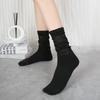 Summer Women's Thin Style Lace Socks, Ballet-style Combed Cotton Breathable Mid-calf Socks, Solid-colored Pile-up Socks