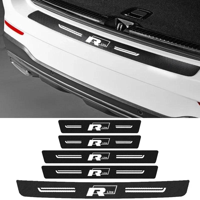 2026 Hot for Volkswagen VW Car Door Sill Sticker Carbon Fiber Protector Anti-Scratch Pad Rline R Line Badge Trunk Edge Scuff Pla