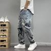 Spring Autumn Printed Straight Leg Sports Denim Pants Men's Loose Comfortable Plus Size Pants