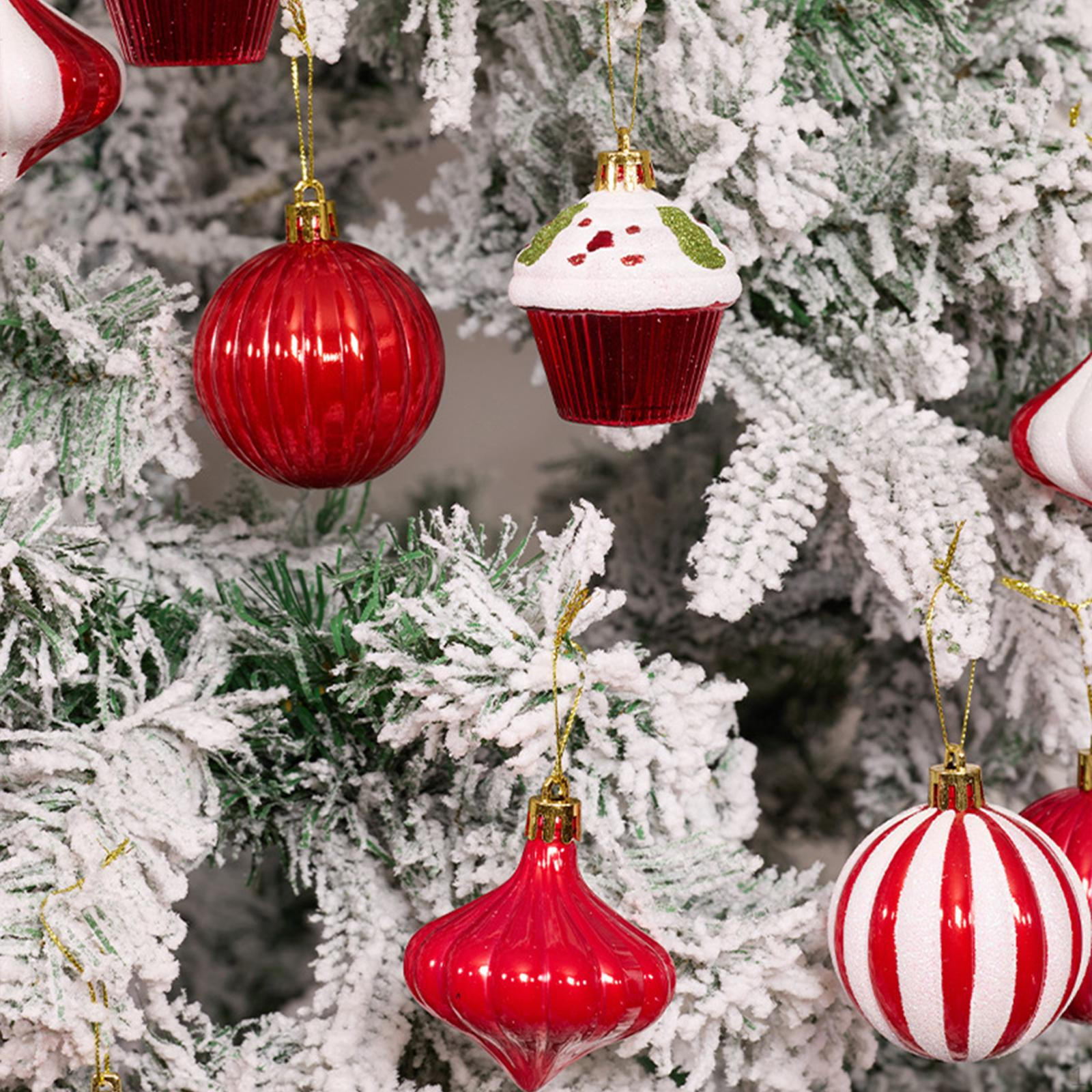 

12 штук Рождественские шары Подвесной декор DIY Проекты Безделушки Рождество для помещений Red