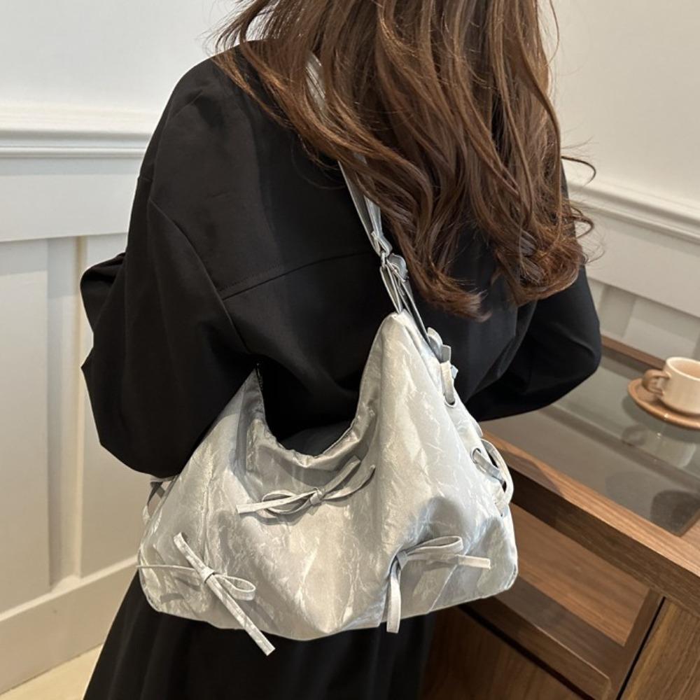 Large Capacity Women's Totes Handbags Soft Bowknot Crossbody Bag Single Shoulder Bag  Girls