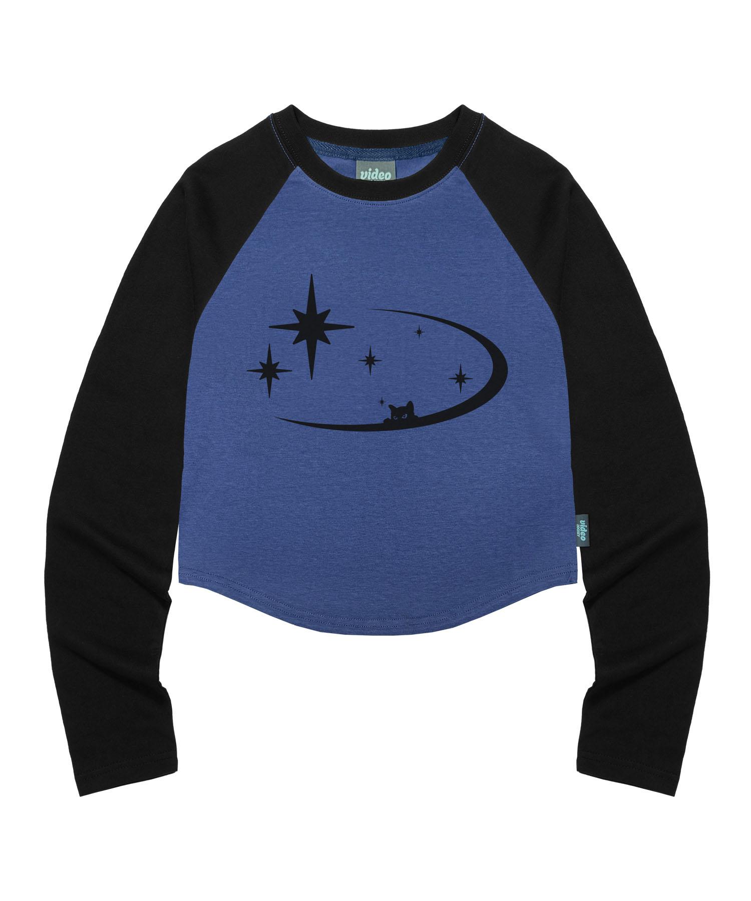 Video Jaki Byeolbada Raglan Crop Ls T-Shirt [Purple Blue] Navy/Free
