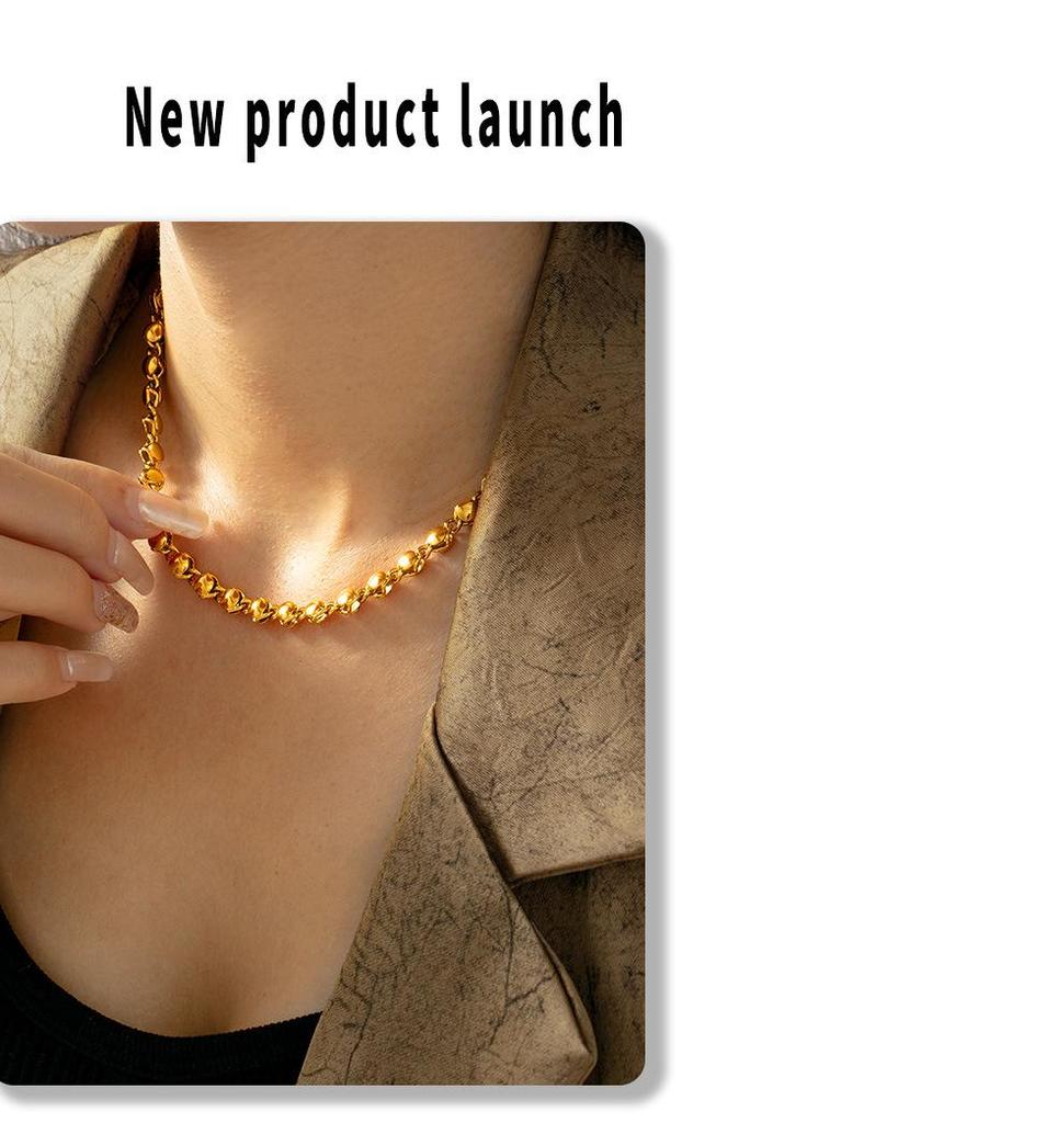 Elegant European & American Chain Necklace Bracelet Set - Copper Jewelry for Women