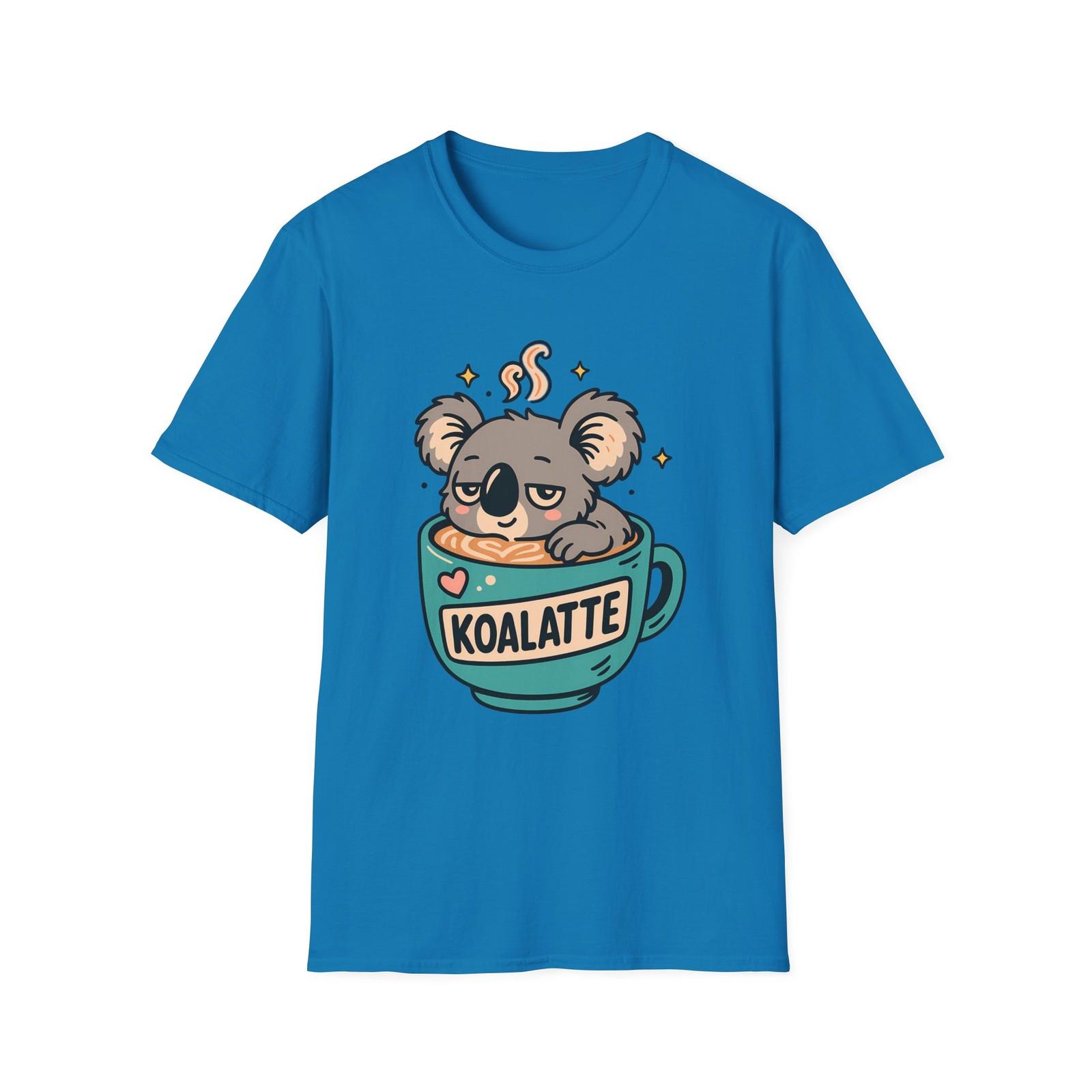 Unisex Softstyle T-Shirt Mens Womens Tees Top Sleepy Koala Latte Foam Teal Mug Funny Comic 3XL
