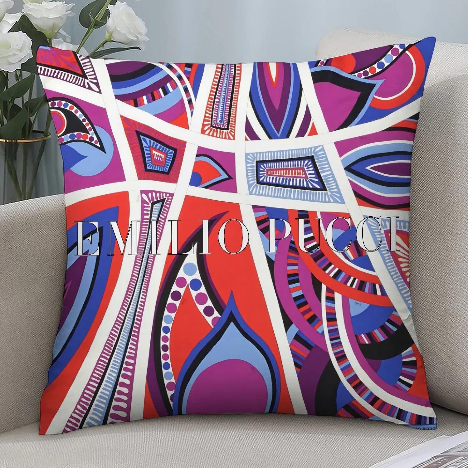 

E-EE-Emilio logo P-Pucci Pillow Case D Print Polyester Fiber _ Home Sofa Throw Pillow Decoration Festival Giftn,(1) 66x66cm