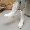 Fashion Autumn Shoes for Women New Embroidered Western Cowboy Boots Women Pointed Toe Thick Heel High Knee Boots Woman Botas De Mujer