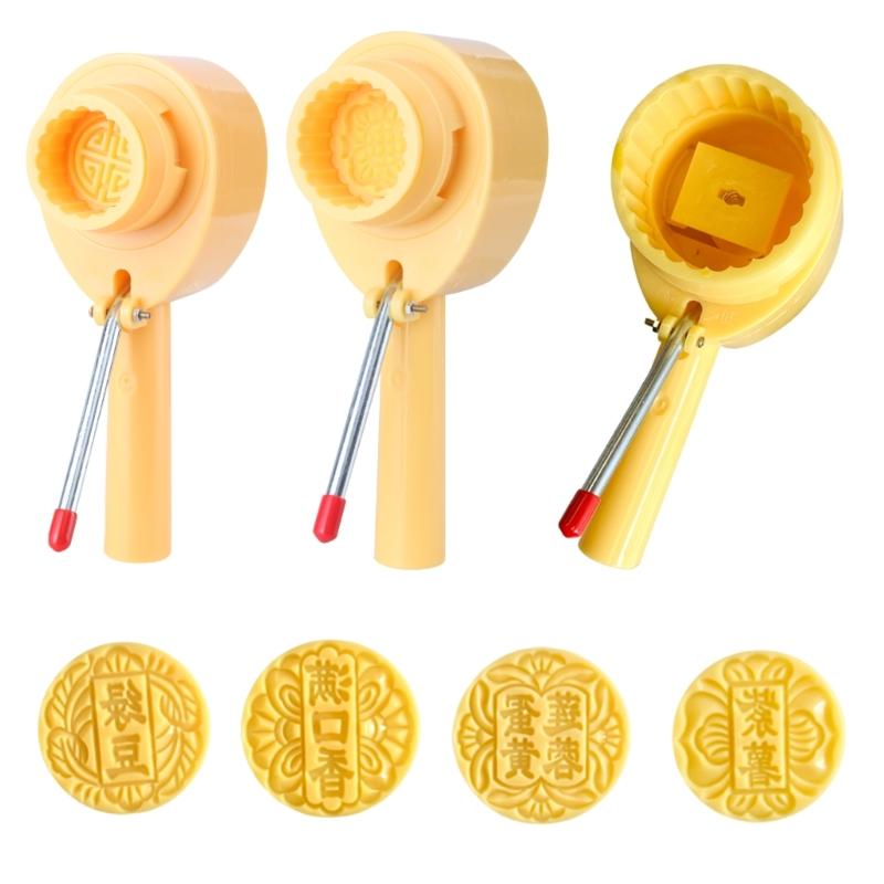 Ice Skin Mooncakes Mold with Stamp ABS Plastics Pastry Mold Dessert Baking Moulds Hand Press Chinese Moon Cake Mold