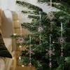 6 Pcs Acrylic Crystal Christmas Ornament Sparkling Clear Snowflake Hanging Ornaments with Drop Pendants for Winter Chandelier Xmas