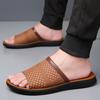 Lightweight  Big Size Men's Slippers Casual 2025 Summer New Flip-flops for Men Solid Color Leather Beach Shoes Male