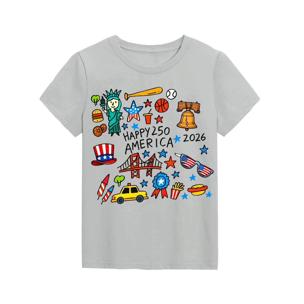 Modieuze tops met ronde hals, korte mouwen en print voor kinderen, zomertops