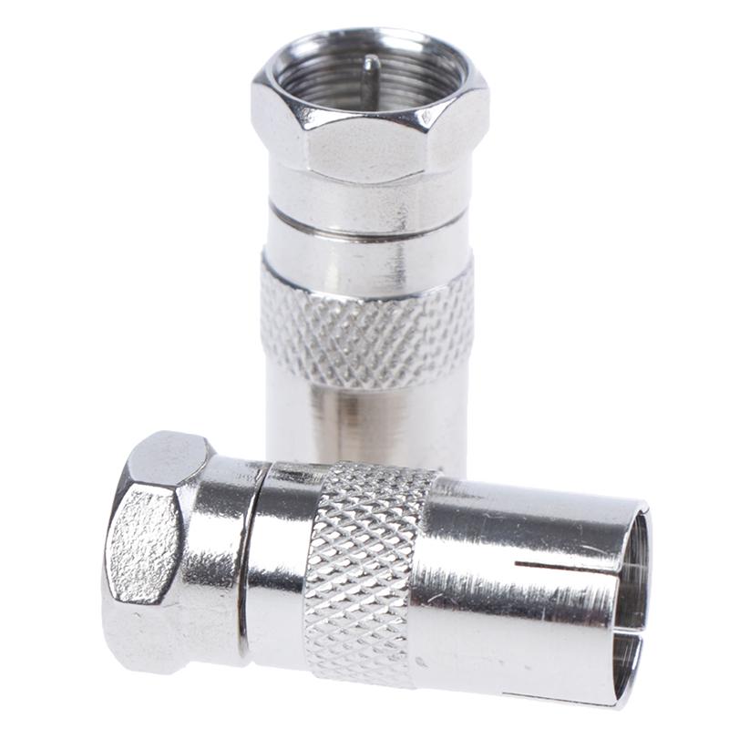 2Pcs F Type Male Plug Connector Socket To Rf Coax Tv Aerial Female Rf Adapters