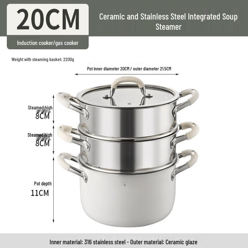 Chuyi Qi 316L Stainless Steel Soup & Steamer Pot