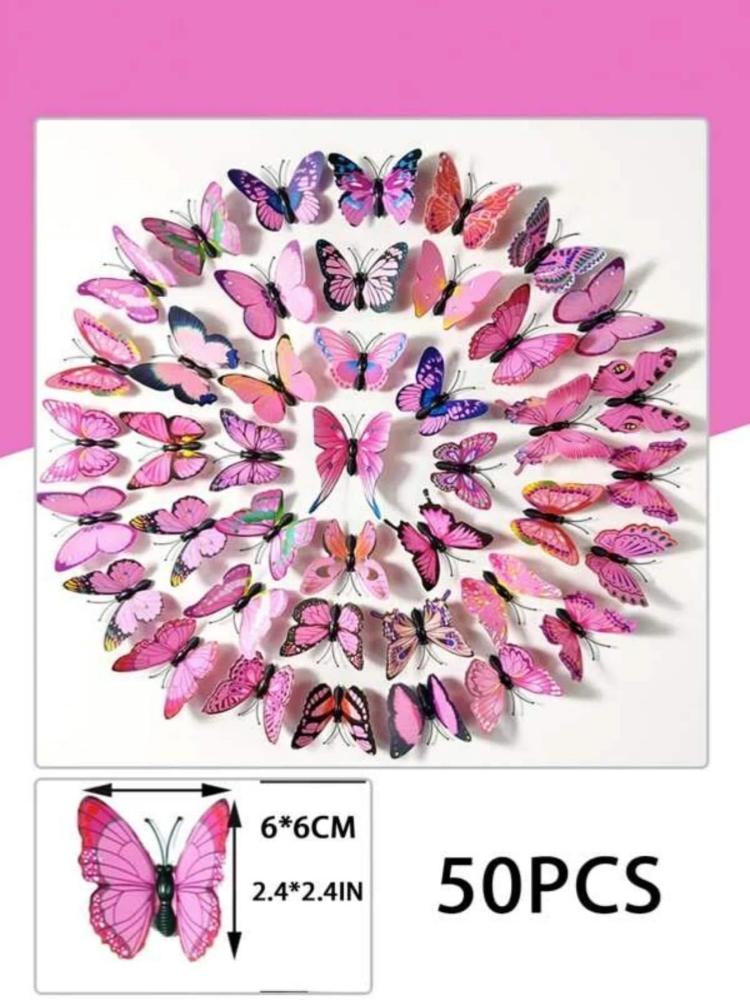 

12/50pcs PVC Butterfly Stickers Colorful Butterfly Decorative Stickers Randomly Issued S