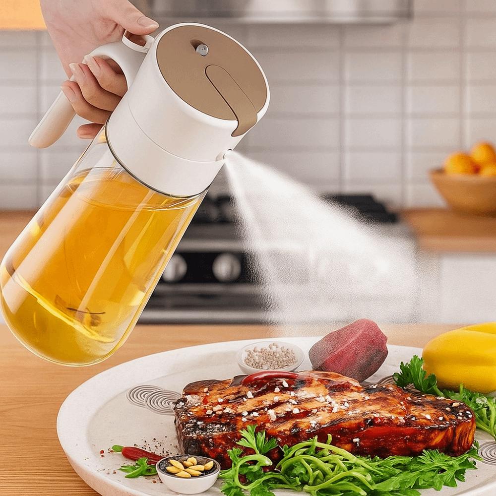 Leakproof 2 in1 Oil Sprayer Food Grade Glass Sauce Seasoning Container Oil Spray Bottle  Air Fryer