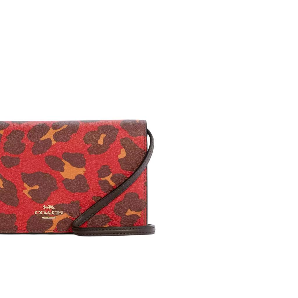 New COACH Anna Coated Canvas With Leather Shoulder Bag, Crossbody Bag Trumpets Women's Red 7301-IMRCK