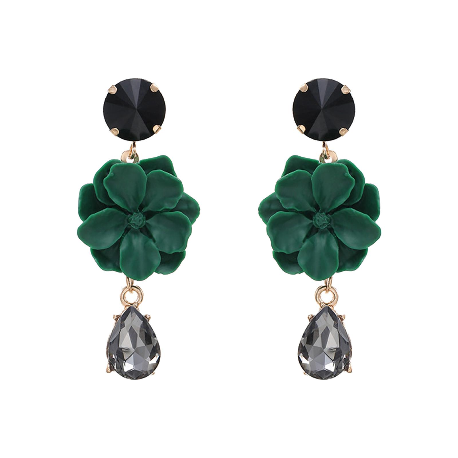 

Atmosphere Flower Earrings Female Temperament Wild Long Crystal Earrings чёрный