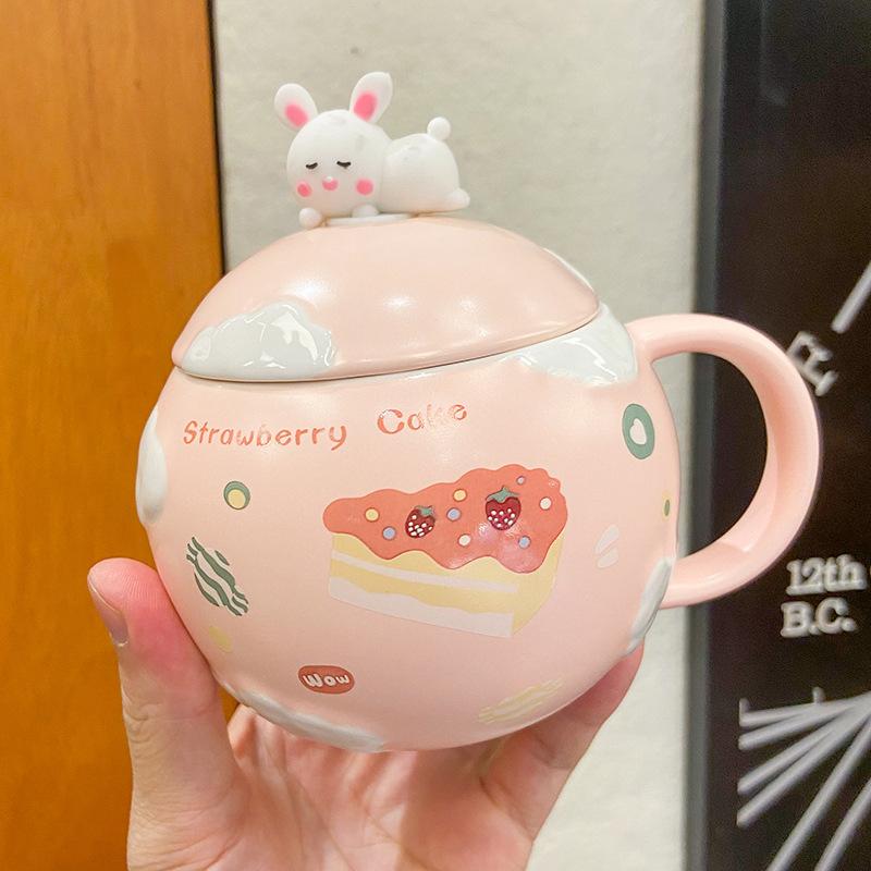 Cană ceramică cu desene animate drăguț iepure 3D cană pentru ceai cafea cești și căni ceașcă amuzant băuturi bucătărie sufragerie bar casă grădină