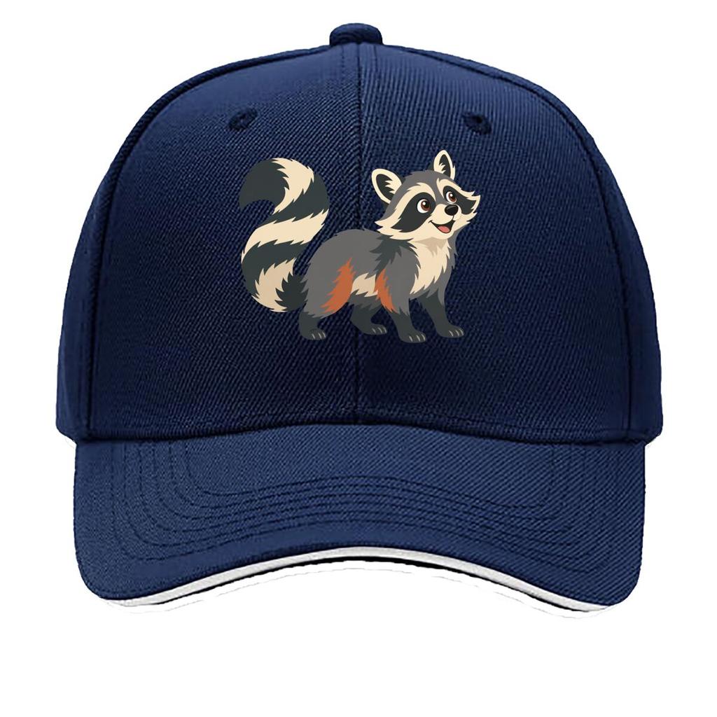 Playful Woodland Raccoon Mascot Illu Sandwich Baseball Cap Sun Cap Outdoor Workouts Hat