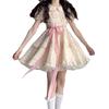 Preppy Style Cute Puff Sleeve Floral Dress, Female Student Summer Petite Waist-cinching Slimming Sweet-breasted Princess Dress