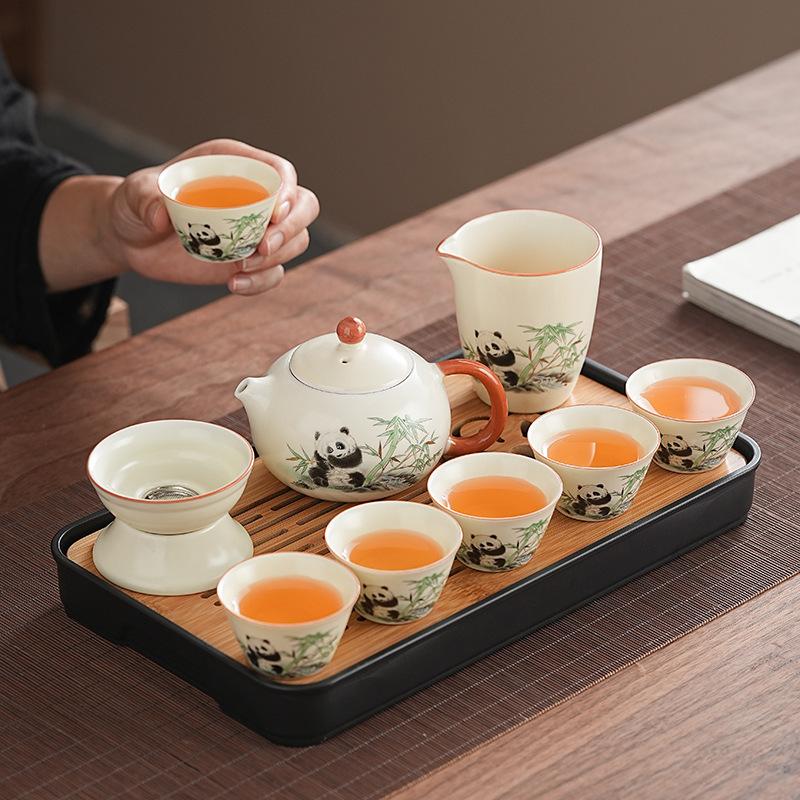 Panda tea set, simple tea cup light luxury company annual meeting accompanied by Liding festival high-end set