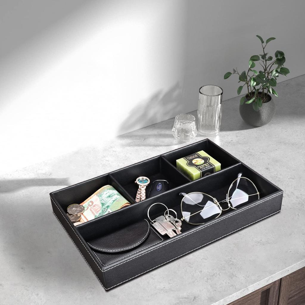 Richblue Storage Small Item Tabletop Drawer PU Leather Desk Drawer Organizing Desk Small Item Key Entryway Storage Stylish Tray, Holder, Tray, Tray,