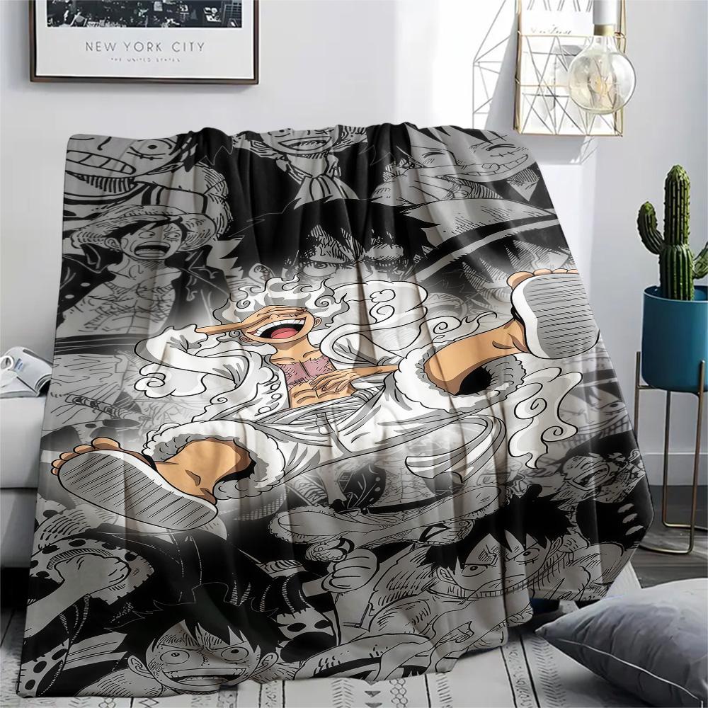 1PC Anime One Piece Patterned Flannel Blanket Suitable For All Seasons For Home Decor Warmth And Comfort Gifts Holiday Present