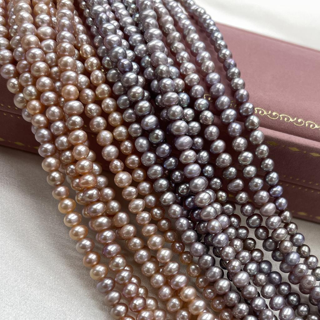 1String, Natural Freshwater Pearls, 4-5mm, Handmade Near Round Pearl Beads for Jewelry Making DIY, Cheapest Items Available 36cm
