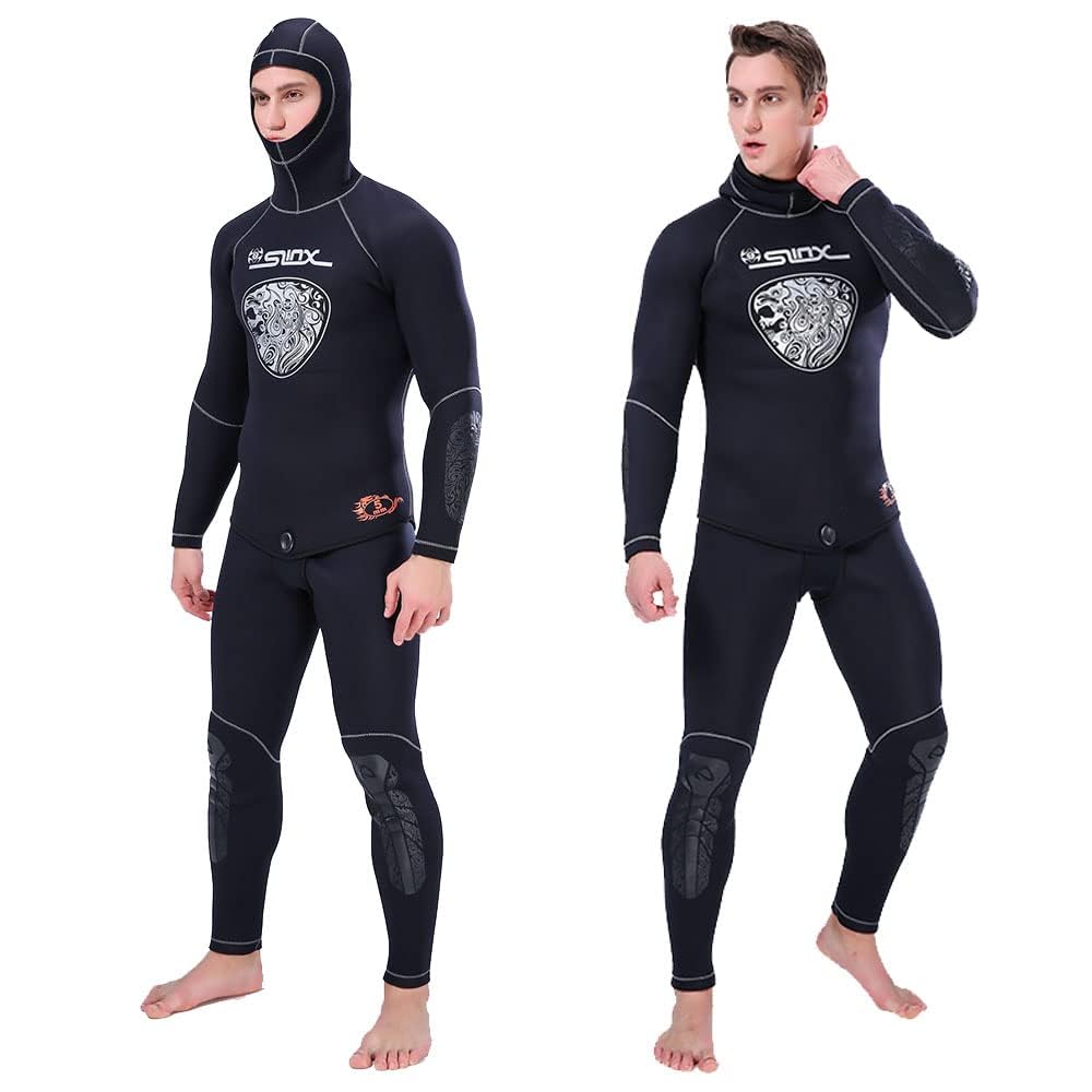 MORGEN SKY Neopren pro dlouhé 1301 Horní a spodní pánský, Dvoudílný, 5mm, Spearfishing, Potápění, Kalhoty, (Černá, Sada, XXL)