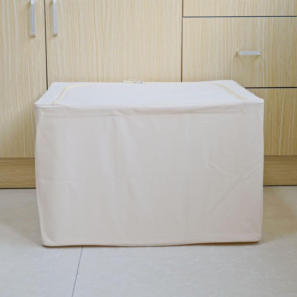 Large Capacity Oxford Cloth Storage Box: Foldable, Washable, Dustproof Clothes Organizer with Steel Frame for Bedroom & Duvet Storage.