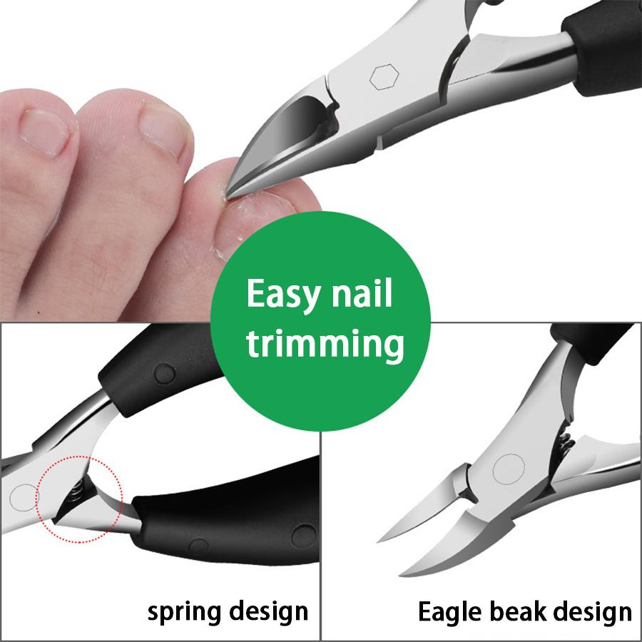 Pedicure Tool for Thick & Ingrown Nails Toenail Clippers Kits Stainless Steel Super Sharp Curved Blade Grooming Nail Tool
