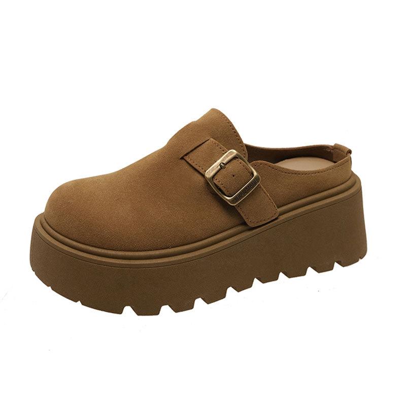 Kleine Boken Tasche Kopf Halbschuhe Damenbekleidung 2025 neu Frühling und Herbst Muffin dicke Sohle Erhöhung Birken Schuhe Damen
