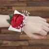 2pcs Hand Flower Bridesmaid Wrist Corsage Wedding Decorations    ;Wine Red: