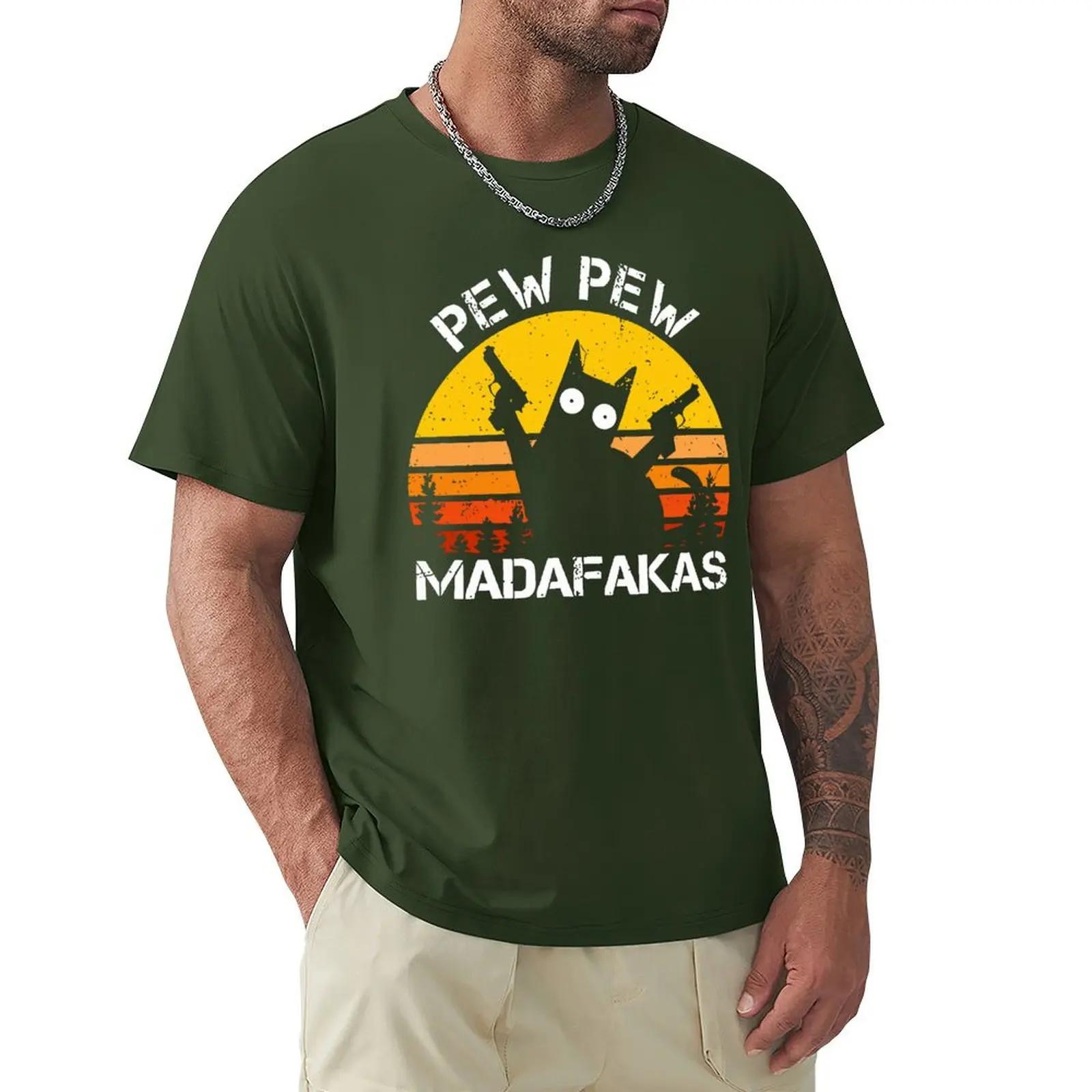 

Pew Pew Madafakas Cat With Two Guns Printing Чоловічі футболки Літні бавовняні футболки Дихаючий вільний одяг Хіп-хоп вуличні футболки L темно-сірий колір
