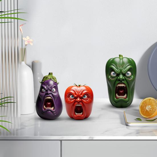 Screaming Vegetables Figurine Resin Emotional Veggies Ornament Evil Screaming Carrot