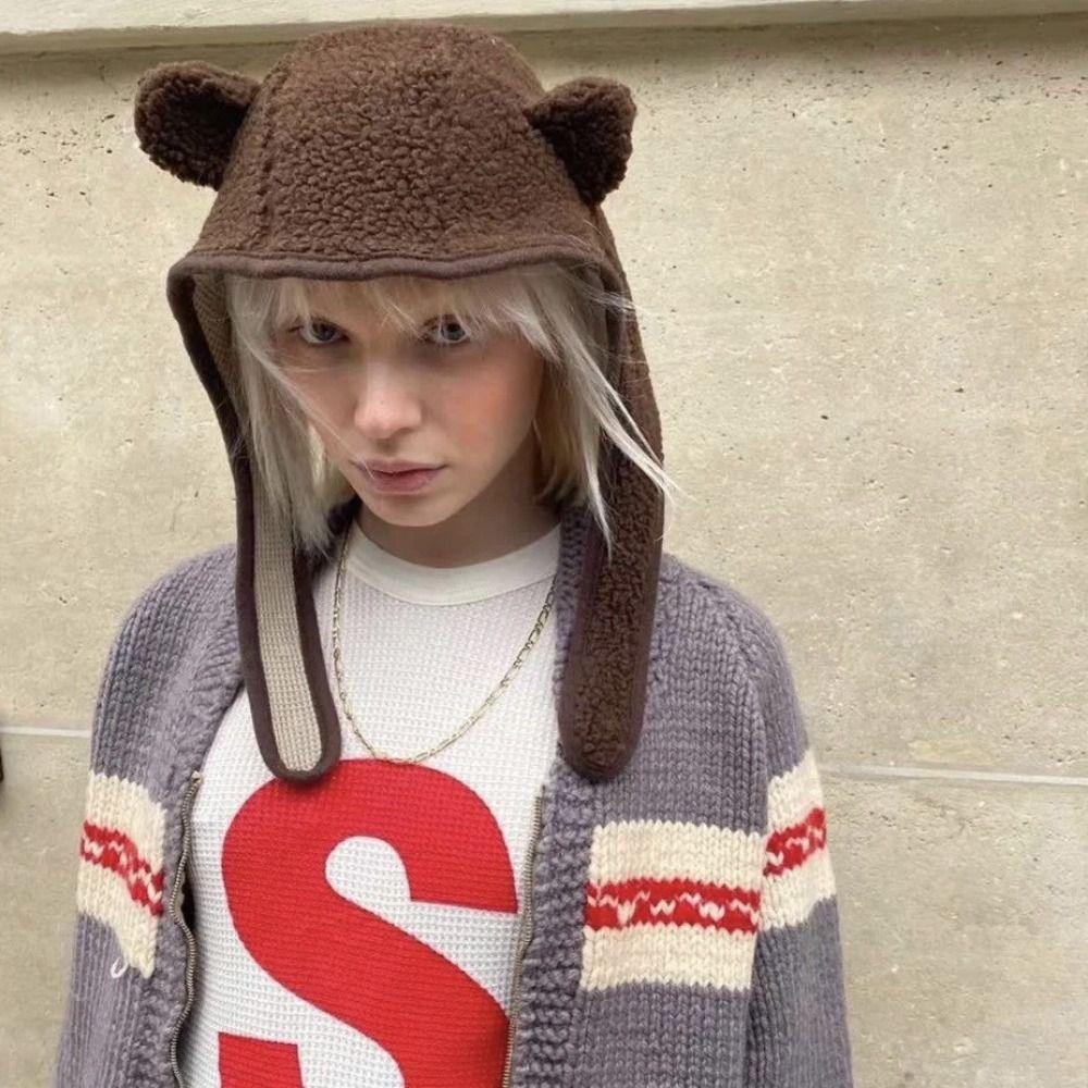 

Plush Scarf Beanie Hat Warm Winter Cap Creative Bear Ear Hat Winter/Autumn