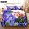 Pink Flowers Queen Bedding Set Duvet Cover Kids Bedroom Bed Set Comforter Cover Set King Size Duvet Cover Set Bedding Sets