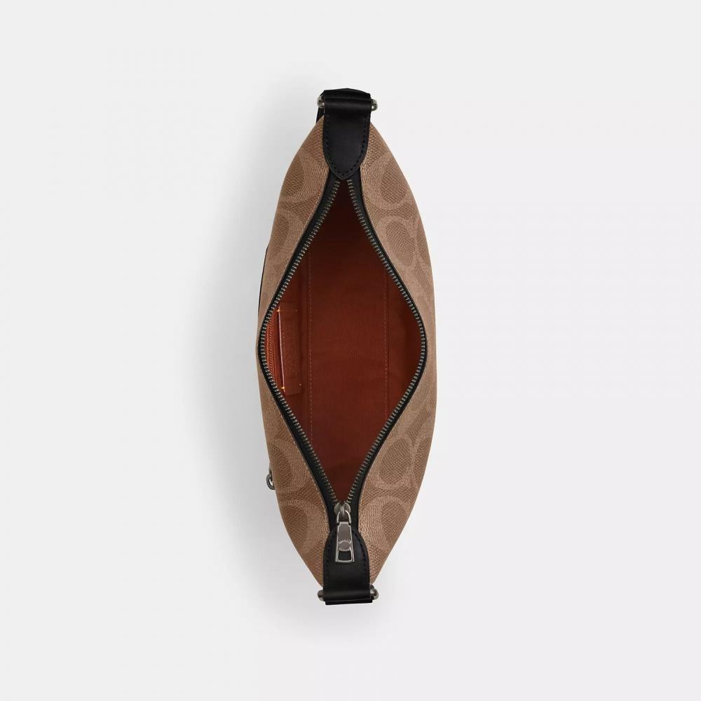 Coach Small FInn Crossbody Bag With Pouch In Maxi Signature Canvas Gunmetal Charcoal Black