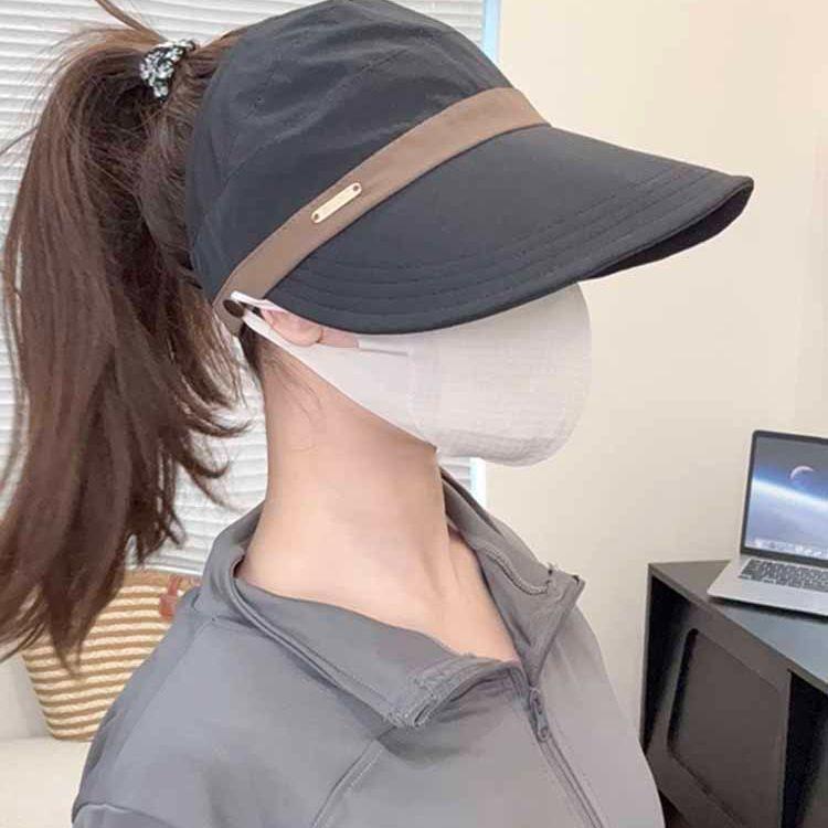 Can be tied high ponytail sunscreen hat women's summer versatile face small can hang mask empty top sunshade cap sun hat