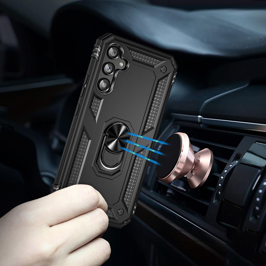 For Samsung Galaxy A34 5G Ring Holder Kickstand Case TPU+PC Protective Phone Cover